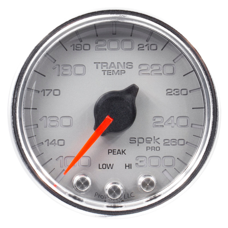 Autometer Spek-Pro Gauge Trans Temp 2 1/16in 300f Stepper Motor W/Peak & Warn Slvr/Chrm - Burkken Auto Parts