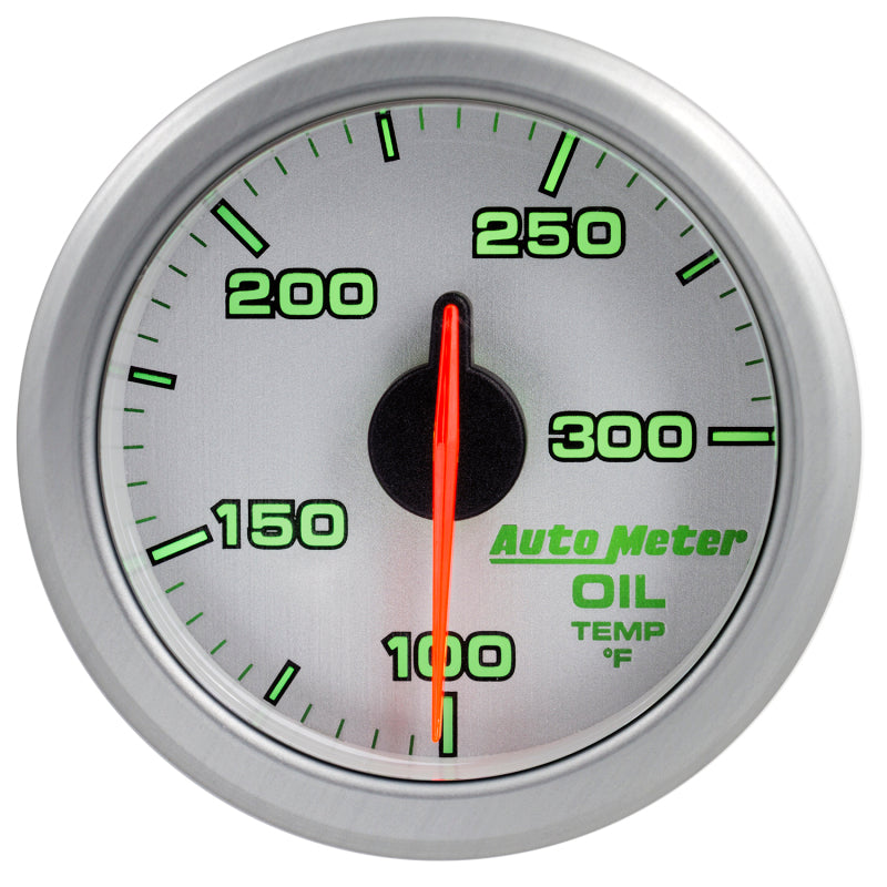 Autometer Airdrive 2-1/6in Oil Temp Gauge 100-300 Degrees F - Silver - Burkken Auto Parts