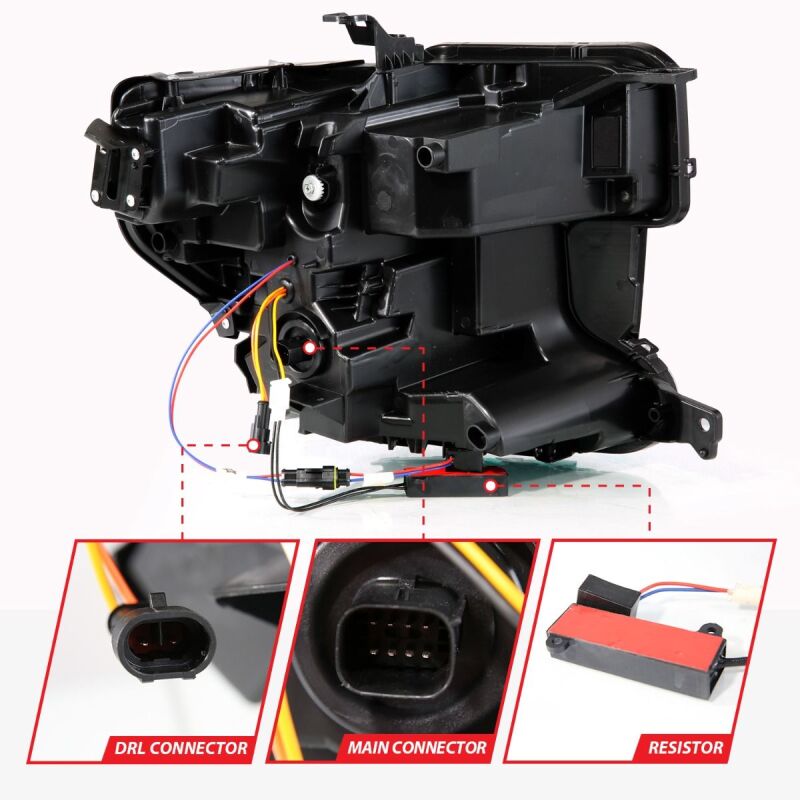ANZO 19-21 GMC Sierra 1500 LED Projector Headlight w/Switchback+Sequential - Black - Burkken Auto Parts