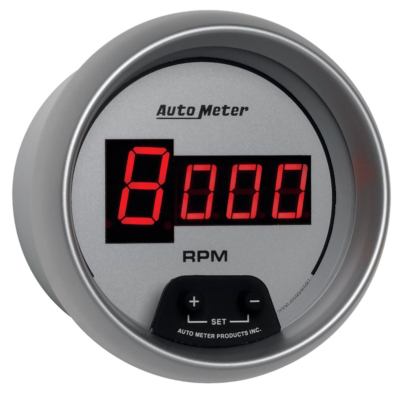 AutoMeter Gauge Tach 3-3/8in. 10K RPM In-Dash Digital Silver Dial W/ Red Led - Burkken Auto Parts