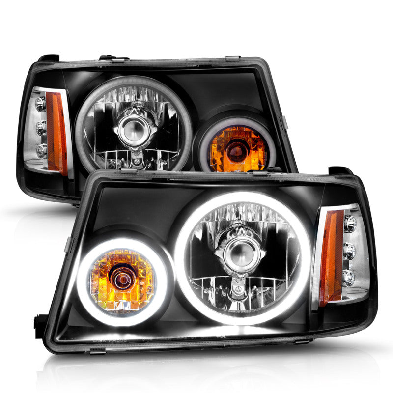 ANZO 2001-2011 Ford Ranger Projector Headlights w/ Halo Black (CCFL) 1 pc - Burkken Auto Parts
