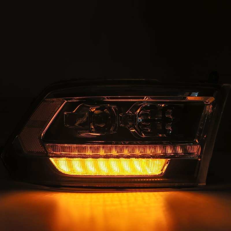 AlphaRex 09-18 Dodge Ram 1500HD PRO-Series Proj Headlights Plank Style Alpha Black w/Seq Signal/DRL - Burkken Auto Parts
