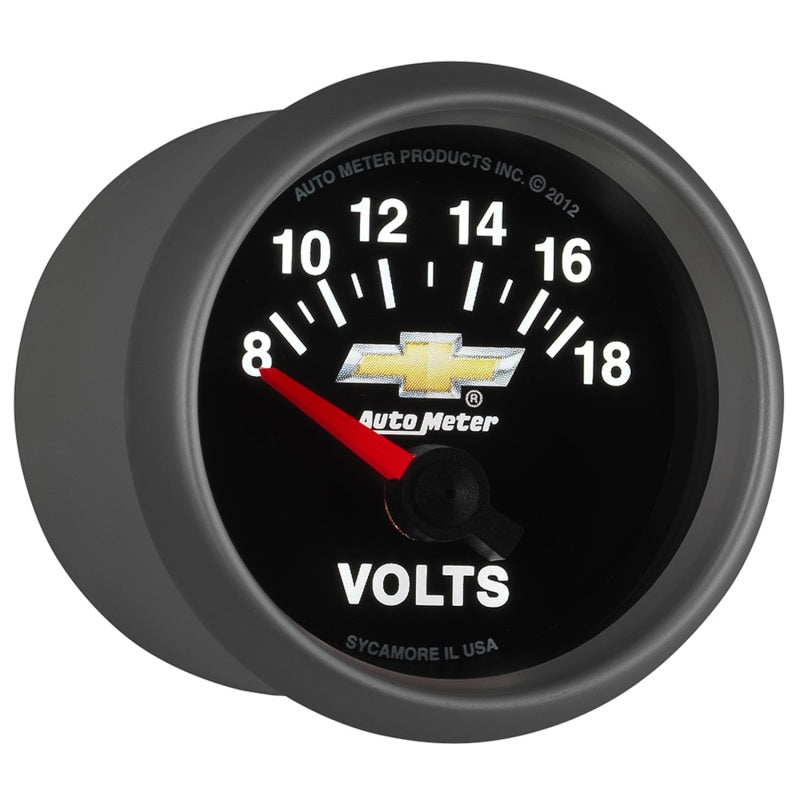 AutoMeter Gauge Voltmeter 2-1/16in. 18V Electric Chevy Gold Bowtie - Burkken Auto Parts