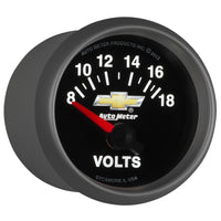 AutoMeter Gauge Voltmeter 2-1/16in. 18V Electric Chevy Gold Bowtie - Burkken Auto Parts