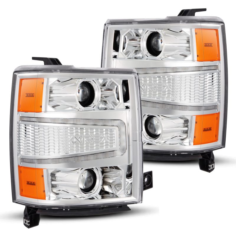 AlphaRex 04-15 Chevy 1500HD LUXX LED Proj Headlights Chrome w/Seq Activation Light / Seq Signal - Burkken Auto Parts