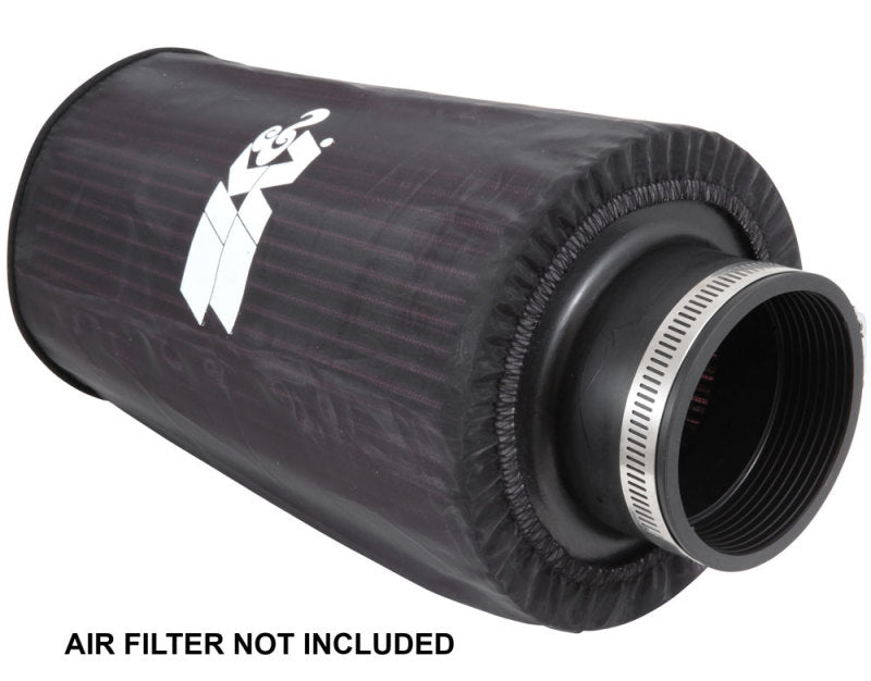 K&N Universal Round Tapered Filter Wrap - Black - 6in Base ID x 4.625in Top ID x 9in Height - Burkken Auto Parts