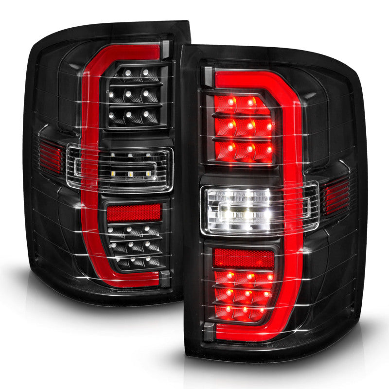 ANZO 14-18 GMC Sierra 1500 Full LED Taillights Black Housing Clear Lens (w/C Light Bars) - Burkken Auto Parts