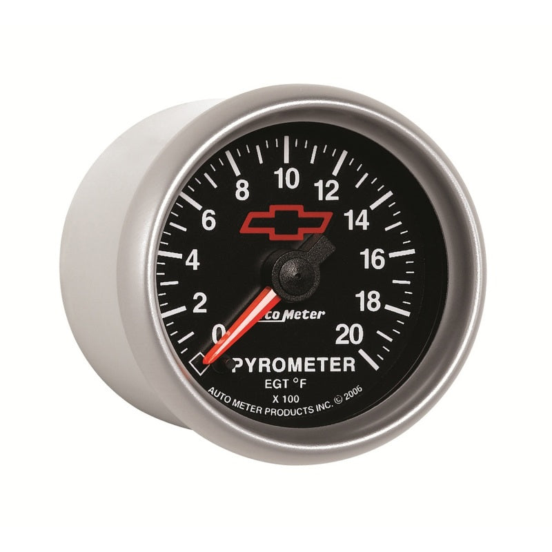 AutoMeter Gauge Pyrometer (Egt) 2-1/16in. 2000 Deg. F Stepper Motor Chevy Red Bowtie Black - Burkken Auto Parts