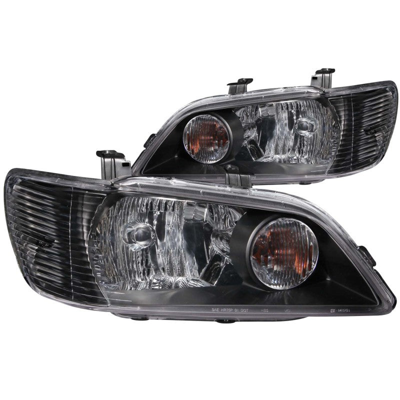ANZO 2002-2003 Mitsubishi Lancer Crystal Headlights Black - Burkken Auto Parts