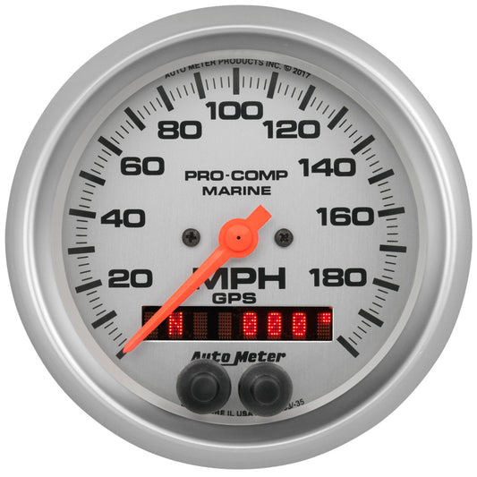 Autometer Gauge GPS Speedometer 3-3/8in 200 MPH Marine Silver Gauge - Burkken Auto Parts