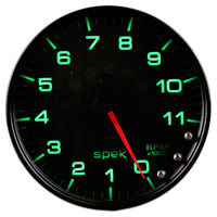 Autometer Spek-Pro Gauge Tachometer 5in 11K Rpm W/Shift Light & Peak Mem Black/Black - Burkken Auto Parts