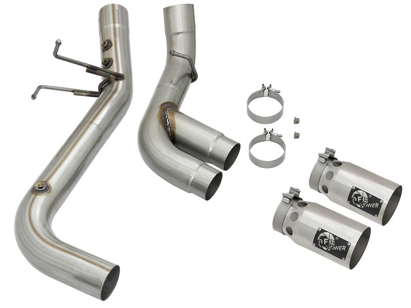 aFe Victory Series 4in 409-SS DPF-Back Exhaust w/ Dual Polished Tips 2017 GM Duramax V8-6.6L(td) L5P - Burkken Auto Parts
