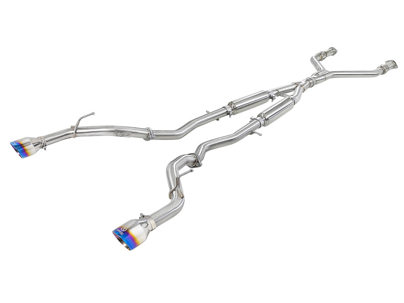 aFe Takeda 2.5in 304 SS Cat-Back Exhaust System w/ Blue Flame Tips 16-18 Infiniti Q50 V6-3.0L (tt) - Burkken Auto Parts