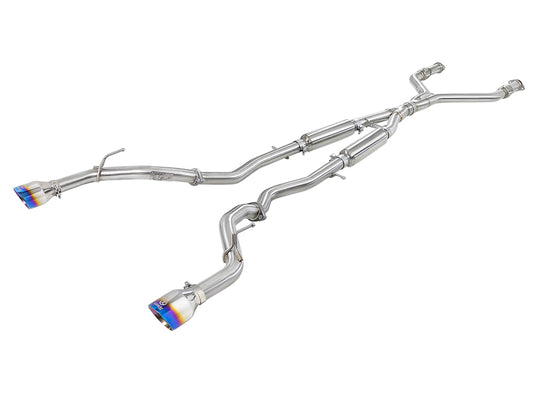 aFe POWER Takeda 2.5in 304 SS CB Exhaust w/ Blue Flame Tips 17-19 Infiniti Q60 V6-3.0L (tt) - Burkken Auto Parts