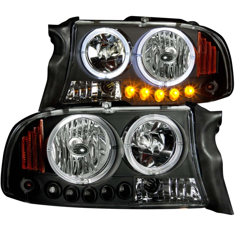ANZO 1997-2004 Dodge Dakota Projector Headlights w/ Halo Black 1 pc - Burkken Auto Parts