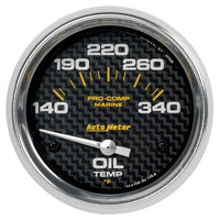 Autometer Marine Carbon Fiber Electric Oil Temperature Gauge 2-5/8in 140-300 Deg F - Burkken Auto Parts