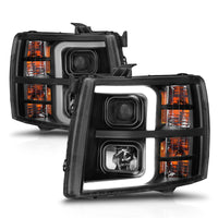 ANZO 2007-2013 Chevrolet Silverado 1500 Projector w/ Light Bar Black Housing w/ Sequential - Burkken Auto Parts