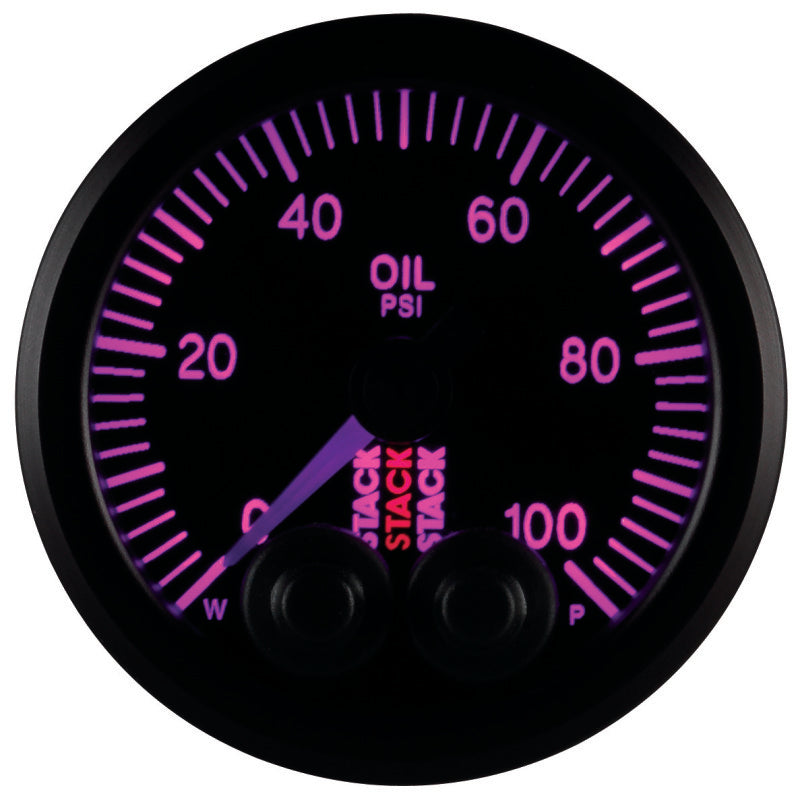 Autometer Stack Instruments Pro Control 52mm 0-100 PSI Oil Pressure Gauge - Black (1/8in NPTF Male) - Burkken Auto Parts