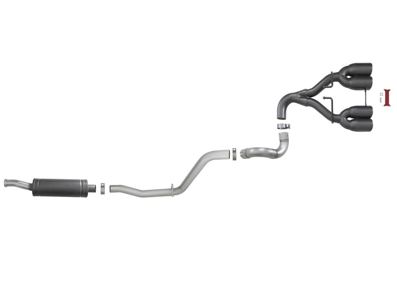 aFe Rebel Series 2.5in. 304 SS C/B Exhaust System 2018 Jeep Wrangler (JL) V6-3.6L - Black Tip - Burkken Auto Parts