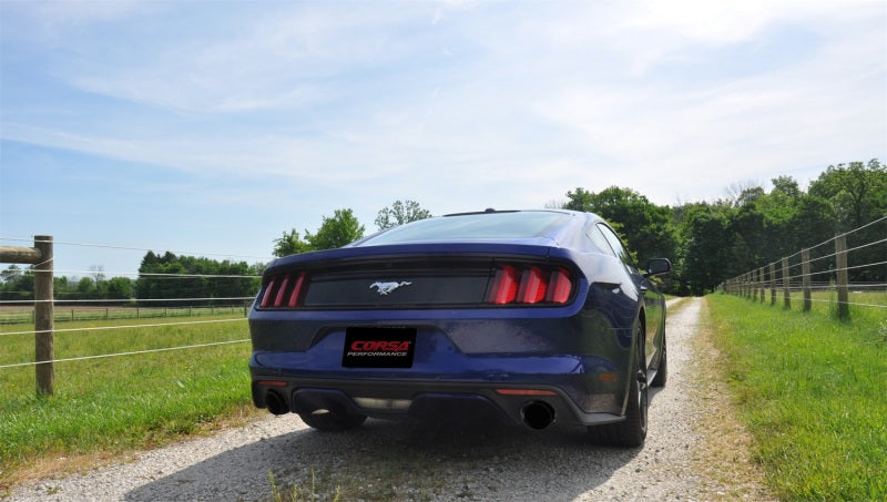 Corsa 2015-2017 Ford Mustang EcoBoost 2.3T Sport 3in Cat-Back Dual Rear Exit Black Tips - Burkken Auto Parts