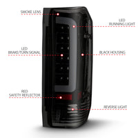 ANZO 1987-1996 Ford F-150 LED Taillights Black Housing Smoke Lens (Pair) - Burkken Auto Parts