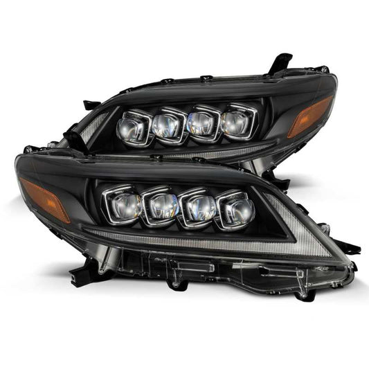 AlphaRex 2011+ Toyota Sienna NOVA LED Proj Headlights Plank Style Black w/Activ Light/Seq Signal/DRL - Burkken Auto Parts