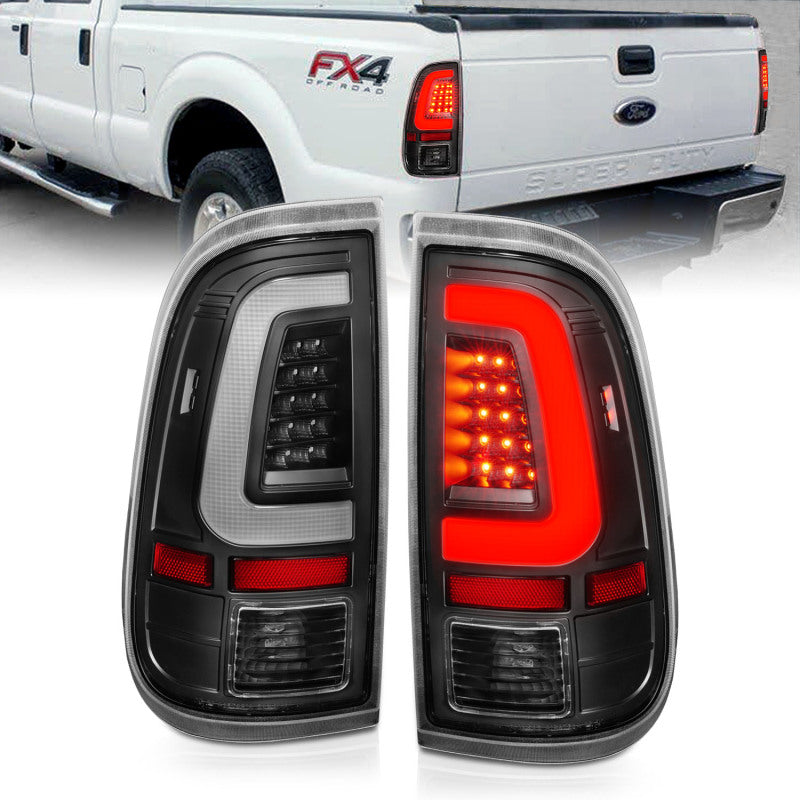 ANZO 2008-2016 Ford F-250 LED Taillights Black Housing Clear Lens (Pair) - Burkken Auto Parts