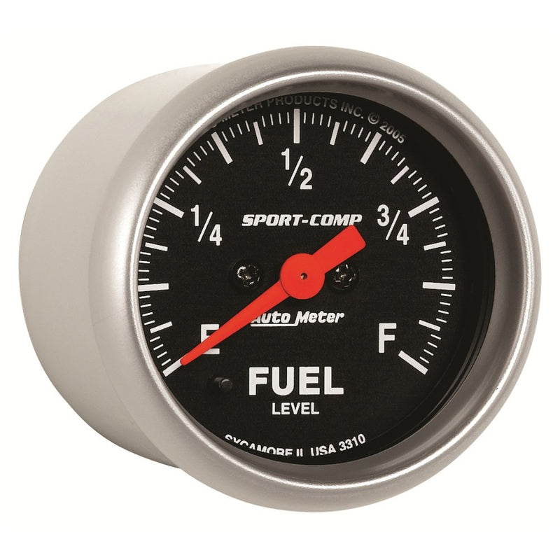 Autometer Sport Comp 52mm Full Sweep Electronic Fuel Level Programmable Empty-Full Range Gauge - Burkken Auto Parts
