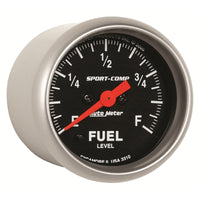 Autometer Sport Comp 52mm Full Sweep Electronic Fuel Level Programmable Empty-Full Range Gauge - Burkken Auto Parts