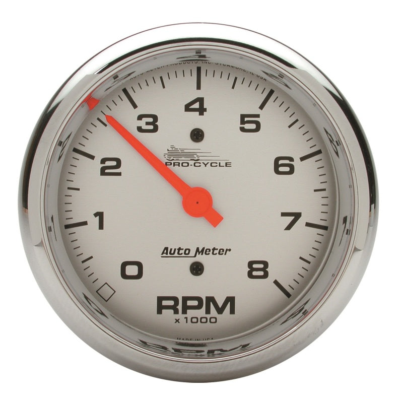 Autometer Pro-Cycle Gauge Tach 3 3/4in 8K Rpm 2&4 Cylinder Silver - Burkken Auto Parts