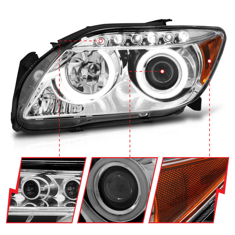 ANZO 2005-2010 Scion Tc Projector Headlights w/ Halo Chrome (CCFL) - Burkken Auto Parts