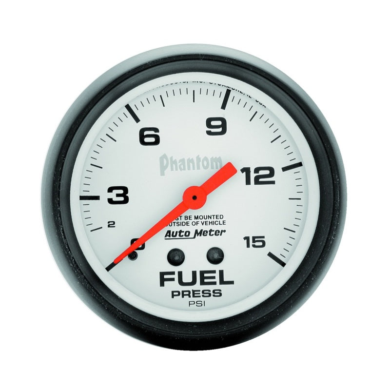 Autometer Phantom 66.7mm 0-15 PSI Mechanical Fuel Pressure Gauge - Burkken Auto Parts