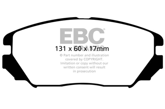EBC 08-09 Hyundai Azera 3.3 Redstuff Front Brake Pads - Burkken Auto Parts