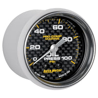 Autometer Marine Carbon Fiber Ultra-Lite 2-1/16in 100PSI Mechanical Oil Pressure Gauge - Burkken Auto Parts