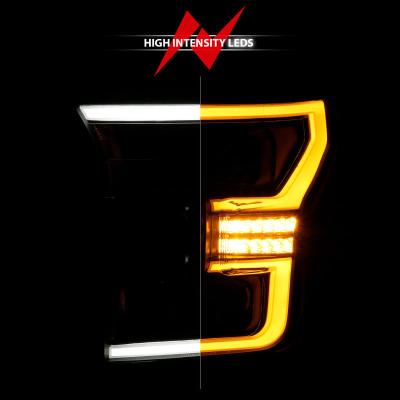 ANZO 15-17 Ford F-150 LED Projector Headlights - w/ Light Bar Switchback Black Housing - Burkken Auto Parts