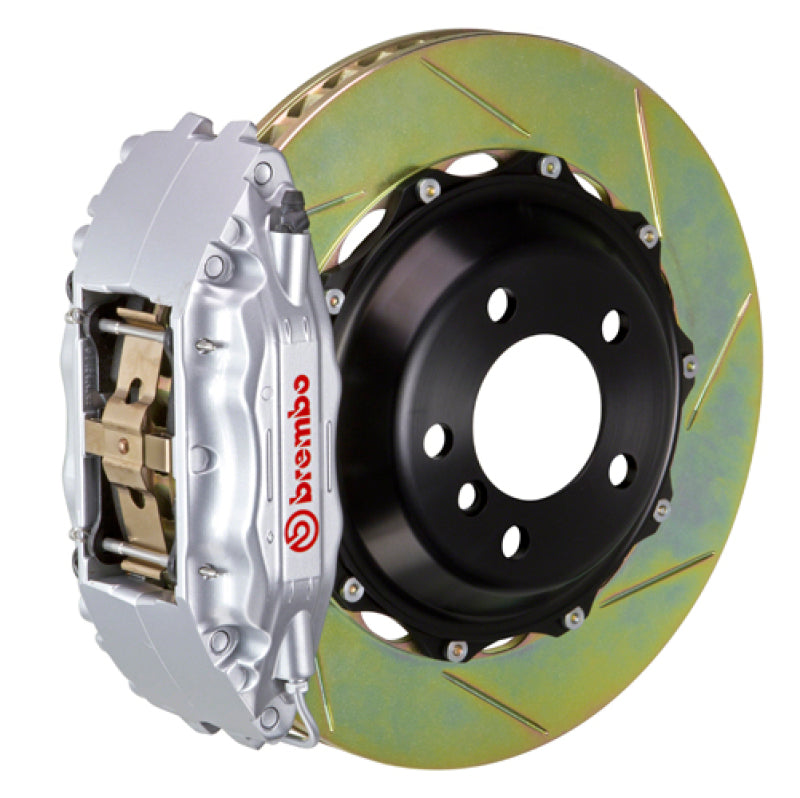 Brembo 95-01 7-Series (E38) Front GT BBK 4 Piston Cast 2pc 355x32 2pc Rotor Slotted Type-1-Silver - Burkken Auto Parts