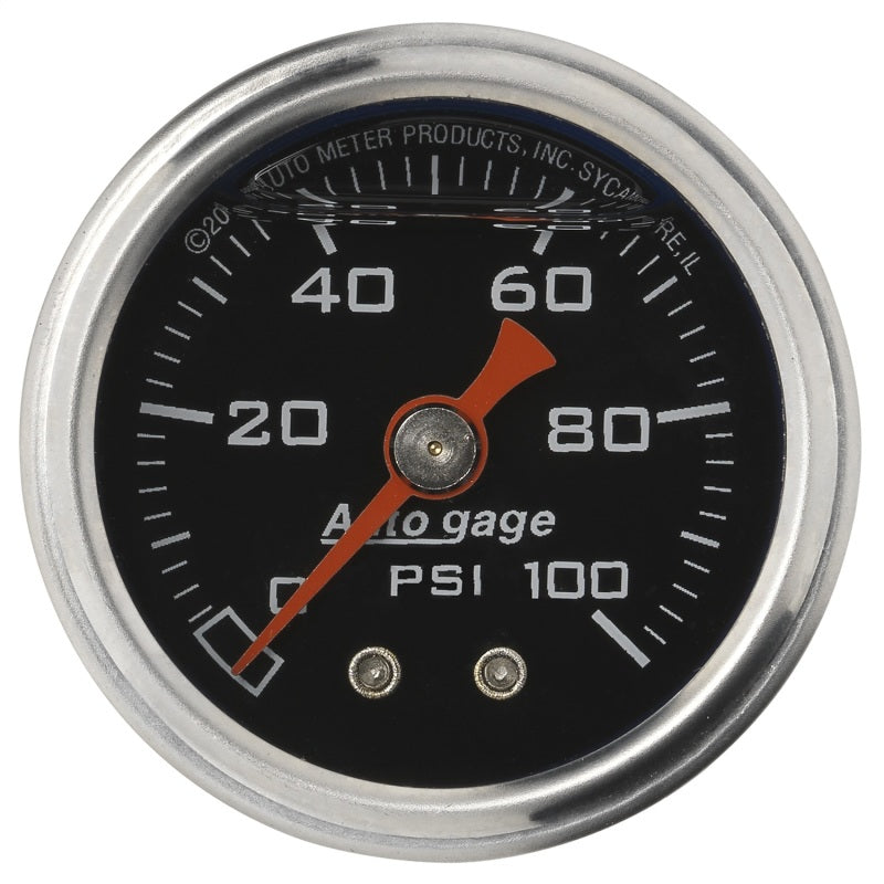Autometer AutoGage 1.5in Liquid Filled Mechanical 0-100 PSI Fuel Pressure Gauge - Burkken Auto Parts