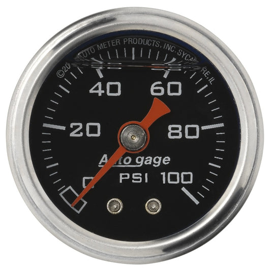 Autometer AutoGage 1.5in Liquid Filled Mechanical 0-100 PSI Fuel Pressure Gauge - Burkken Auto Parts