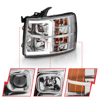 ANZO 2007-2013 Chevy Silverado 1500 Projector Plank Style Chrome Amber - Burkken Auto Parts
