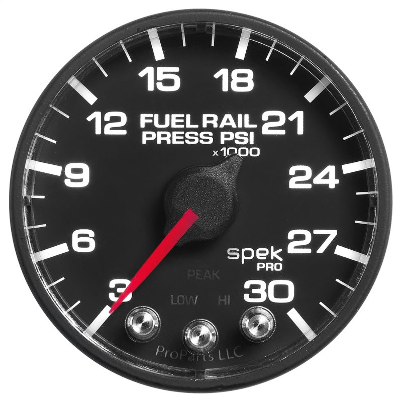 Autometer Spek-Pro Gauge Rail Press 2 1/16in 30Kpsi Stepper Motor W/Peak & Warn Blk/Blk - Burkken Auto Parts