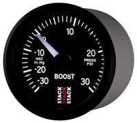 Autometer Stack 52mm -30INHG to +30 PSI (Incl T-Fitting) Pro Stepper Motor Boost Press Gauge - Black - Burkken Auto Parts