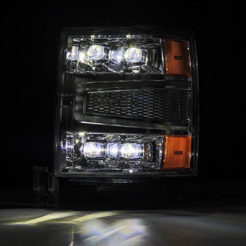 AlphaRex 04-15 Chevy 1500HD NOVA-Series LED Proj Headlights Chrome w/Activ Light/Seq Signal & SB DRL - Burkken Auto Parts