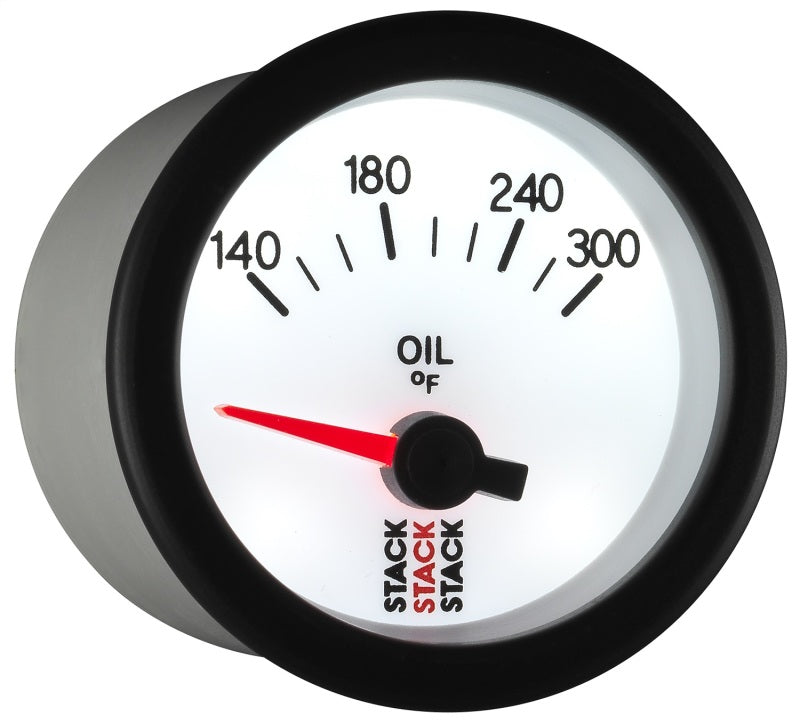 Autometer Stack 52mm 140-300 Deg F 1/8in NPTF Electric Oil Temp Gauge - White - Burkken Auto Parts