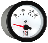 Autometer Stack 52mm 140-300 Deg F 1/8in NPTF Electric Oil Temp Gauge - White - Burkken Auto Parts