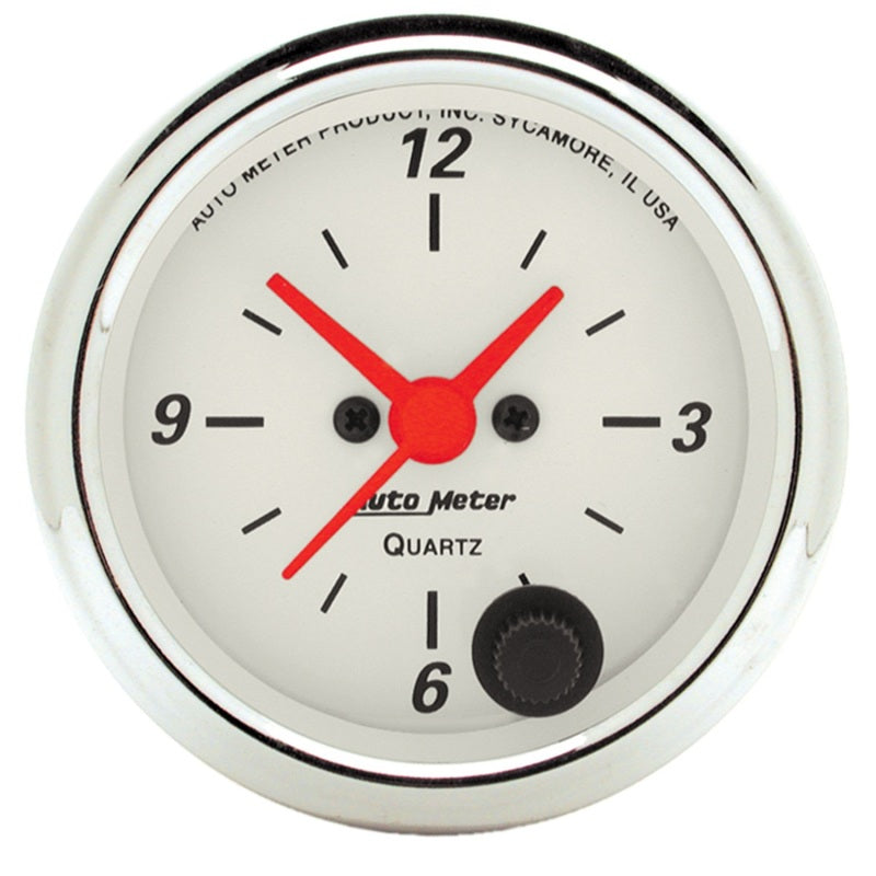 Autometer Arctic White 2-1/6in 12 Hour Analog Clock Gauge - Burkken Auto Parts