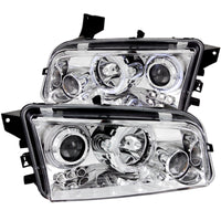 ANZO 2006-2010 Dodge Charger Projector Headlights w/ Halo Chrome - Burkken Auto Parts