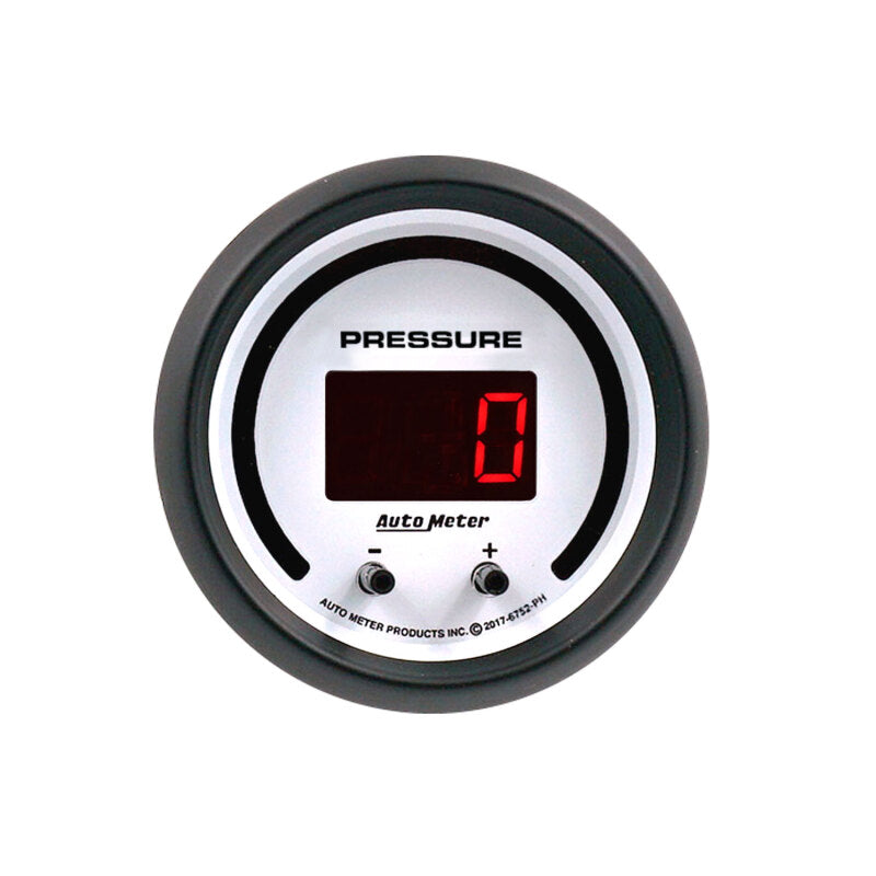 Autometer 52.4mm White Switchable 0-1600 PSI/0-110 BAR Fluid Pressure Phantom Elite Digital Gauge - Burkken Auto Parts