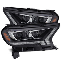 AlphaRex 19-21 Ford Ranger LUXX LED Proj Headlights Plank Style Black w/Seq Signal/DRL - Burkken Auto Parts