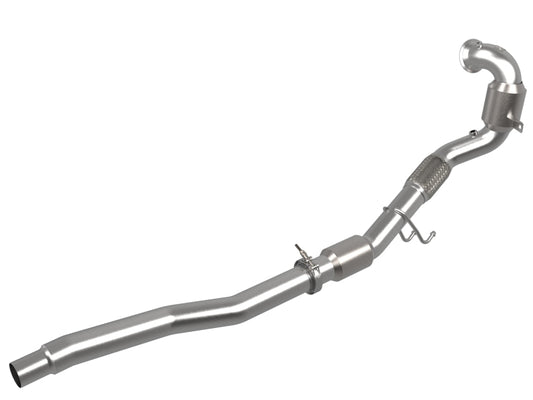 aFe Power Twisted Steel Down Pipe 3in 304 Stainless Steel w/ Cat 15-18 VW Golf R MKVII L4-2.0L (t) - Burkken Auto Parts