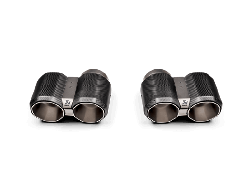 Akrapovic 2021+ BMW G87 M2, G80 M3 &amp; G82 M4 Octagonal Carbon Design Tail Pipe Set - Burkken Auto Parts